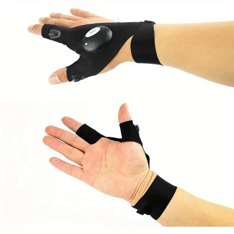 right/left hand Night Light Waterproof Fishing Gloves with LED Flashlight Rescue Tools Outdoor Gear Cycling Practical Durable Fingerless Gloves Motorbike Gloves