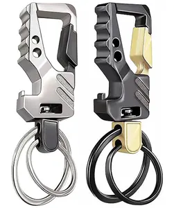 2 Pack KeyChain Key Ring Bottle Opener Auto Car Key Holder Tactical Carabiner Keychains with Clip Gift for Men Women