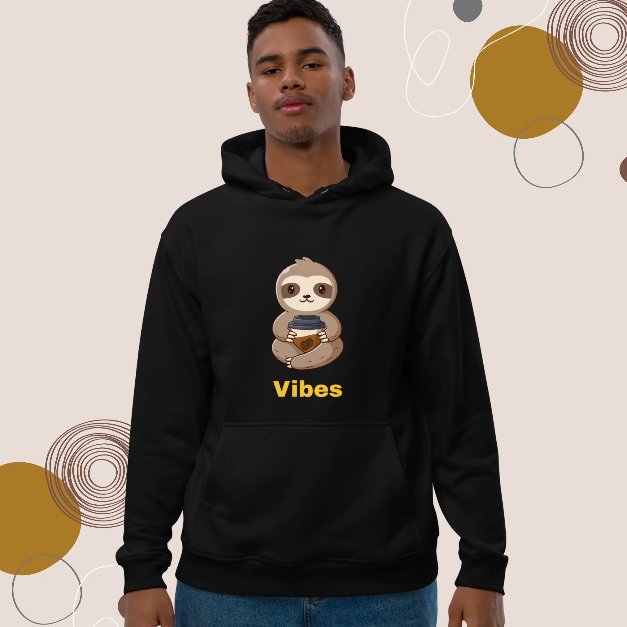 Quality Organic Cotton Sloth Vibes Hoodie Organic Hoodie Gift Corporate Funny Gift Sloth Gift Cute Sloth Hoodie