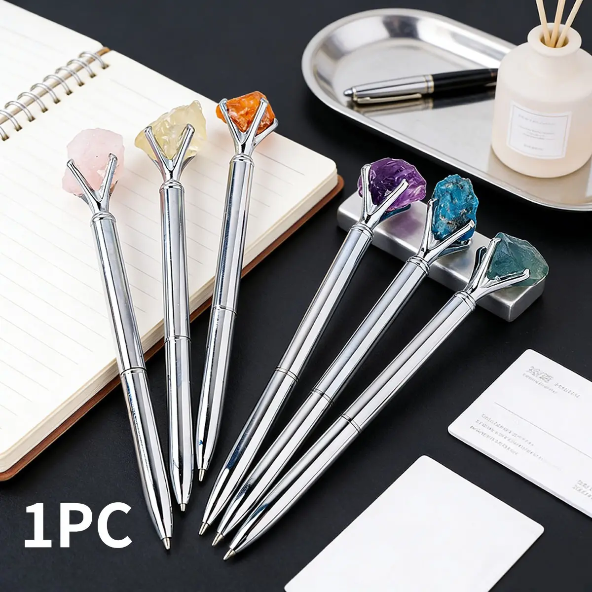 Natural Amethyst Crystal Ballpoint Pen, Unique Raw Stone Design, Smooth Writing Experience, Perfect Gift for Students, Office Use, Father’s Day Present