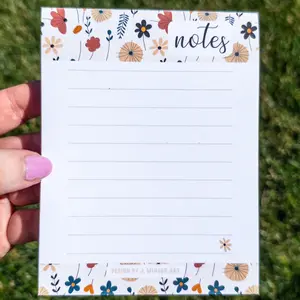 Abstract Minimal Floral Notepad Memo Pad 50 Sheets 4x5.5 inch Lined for To Do Lists Shopping Reminders Notes