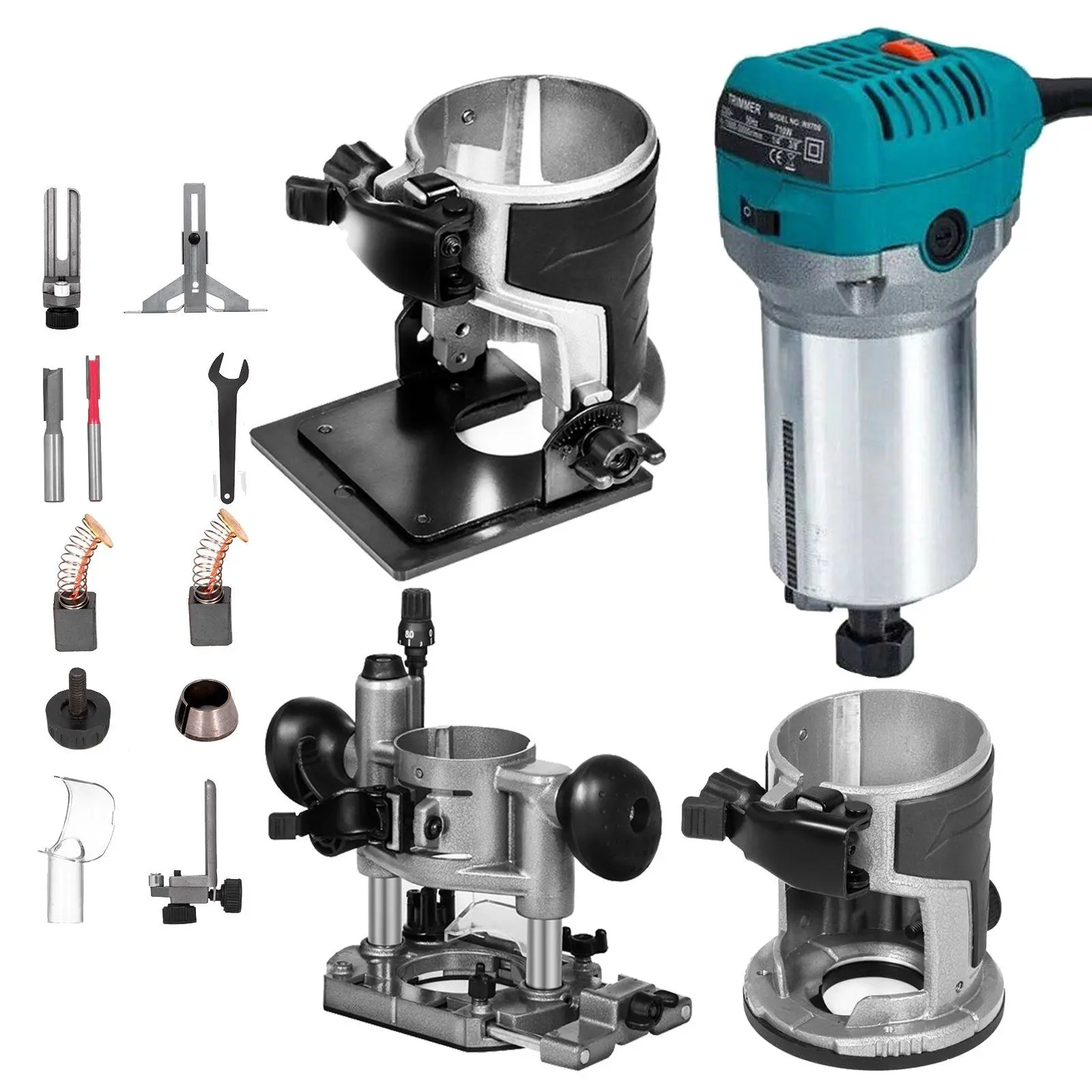 VEVOR Compact Router 1.25HP With Fixed Base, Plunge Base and Tilt Base ...