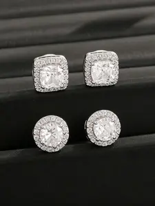 4pcs Fashion Round & Square Shaped Magnetic Ear Clips, Halo Earrings, Hypoallergenic Non-Pierced Earrings, Comfortable Skin-Friendly Jewelry Gift