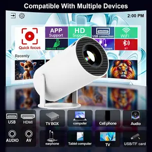 2026 Projector with Wi‑Fi and Bluetooth, mini projector, portable wireless HD movie projector, 180° rotatable, 130-inch screen, manual keystone correction, compatible with HDMI/iPhone/TV stick, suitable for bedrooms and indoor use