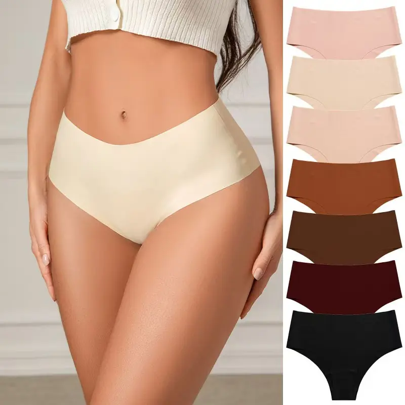 7pcs/Set Seamless High Waist Panties Women's Abdomen Hip Lift Briefs Body Shaping Lingerie Pants Ice Silk Plus Size Breathable Underwear M L XL Panties