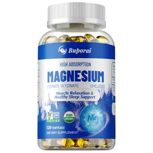 Buporai 120-capsule dietary supplement, highly absorbable, supports magnesium supplementation, and supports muscle, bone, and sleep health. Suitable for both men and women.