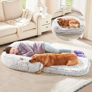 Human Dog Bed, 71"x43"x12" Dog Beds for Large Dogs, Foldable Plush Washable Dog Bed for People Doze Off, Orthopedic Dog Beds for Humans Size Fits You and Pets