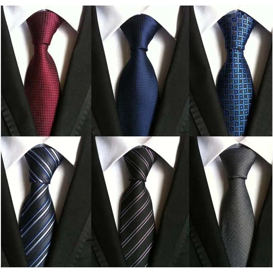 Men's Classic Woven Jacquard Silk Neckties, 6-PCS Lot for Business Occasions