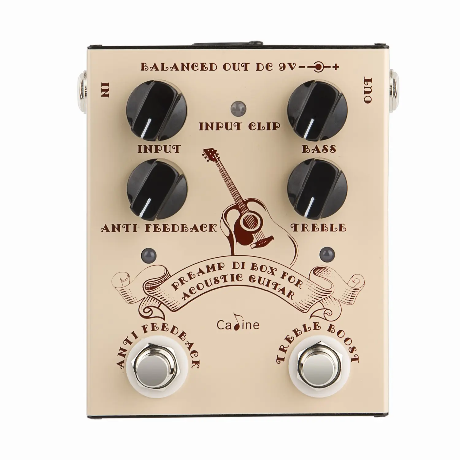 Caline Wood Guitar Preamp Effect Amplifier, Paper Box Packaging, Enhance Your Guitar Sound, Ideal for Musicians and Music Lovers