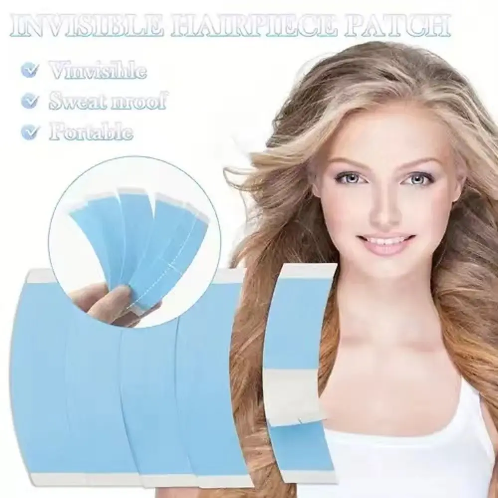 36pcs Blue Double Sided Waterproof Lace Wigs Adhesive Tape Strips for Lace Front Wig Toupee