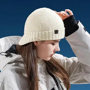 Beanie with Brim for Men Women - Thick Warm Stylish Knit Beanie Hat, Soft Stretch Cute Mens  Hats with Visor fashionable hat  knit outdoor windproof Cycling Beanie