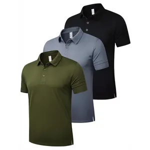 3 Pack Polo Shirts for Menswear Quick Breathable Dry Performance Soft Short Sleeve Golf , Moisture Wicking Polyester Fabric Athletic Collar Tops