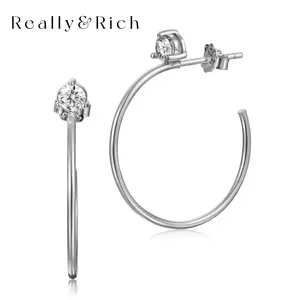 [Grace] Synthetic Moissanite Ear Hoops Gifts for Women Sparkling Wedding Gift, 925 Sterling Silver with 7 Layer 18K White Gold Plated Hypoallergenic Round D Color VVS1 Clarity Lab Create Diamond Earrings