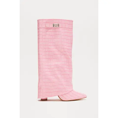 Not The Same Knee High Boots - Pink