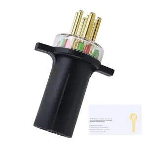 TOVOP  #7865L 7-Way Round Pin Tractor Plug Tester Trailer Circuit | Connected to 7 Way Round Electrical Connector | Work  SAE J560 Style | Troubleshooting Through LED Lights
