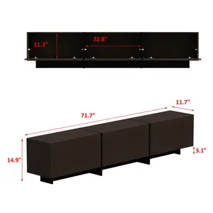 Sleek Design 71.7" W TV Stand with 3 Flip-Down Drawers, High Quality Modern Entertainment Center with Storage, Media Console Table TV Cabinet, Dark Brown Living Room Home