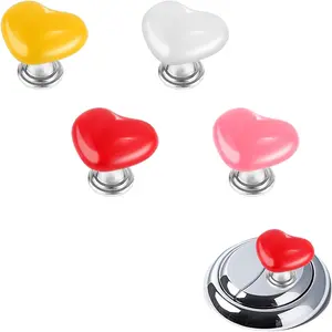 4-Piece Heart-Shaped Toilet Button Pusher Set - Stylish Flush Aid & Lid Lifter for Long Nails