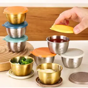 Salad Dressing Containers Dips Snacks Stainless Steel Dipping Sauce Cup Mini Food Storage Containers With Lid