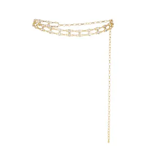 Ettika Double Crystal Chain Link Belt in Gold