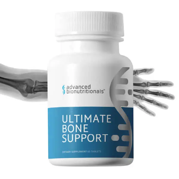 Advanced Bionutritionals Ultimate Bone Support Supplement - 10 Nutrients (Vitamin K2, D3, L-Lysine, Strontium, Boron, Manganese, Copper, Zinc, Collagen), Calcium, Edible Dietary Vitamin for Women’s Bone Health, Prop 65 Safe