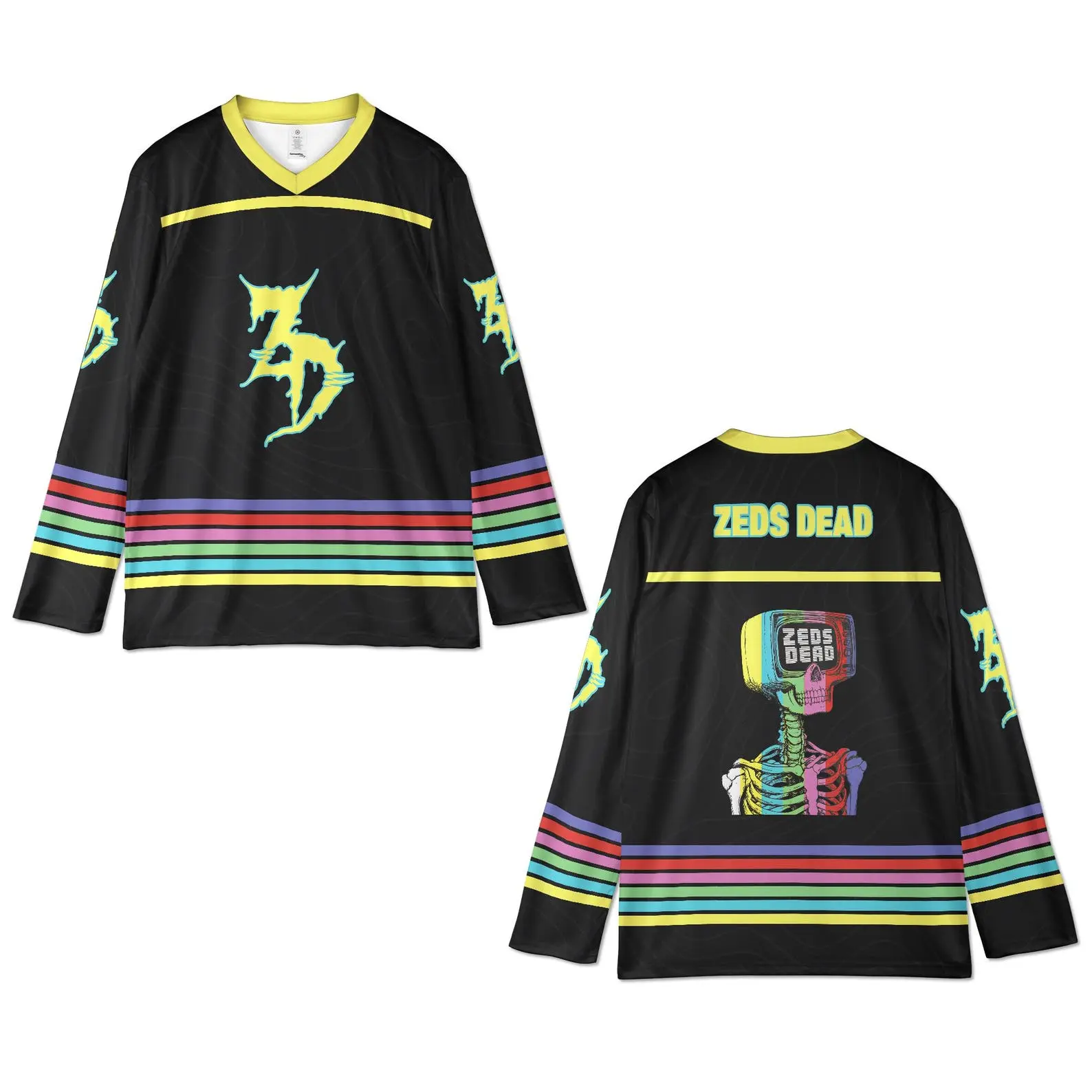 Zeds Dead Rave Jersey, TV Head Effect Hockey Shirt, Retro Edm Festival Outfit