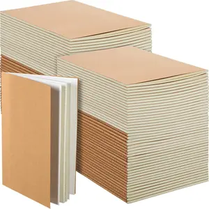100 count Journals Notebooks Bulk -  Softcover A5 Small Notebooks 5.5 Inch x 8.3 Inch Notepads with 60 Page 30 Sheet for Writing Sketch Travel Office Supplies(Brown,Dot)