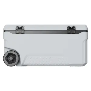 74 QT Wheeled Portable Cooler - Heavy-Duty Handles, Cup Holder, Lightweight Rigid Insulated Material, Long Ice Retention - Ideal for Family Picnics, Long Trips