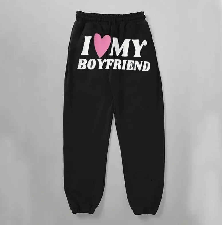 I Love My Boyfriend Sweatpants, I Heart My BF Joggers, Comfy Trendy Lounge Pants with Non-Pockets, I Love My Boyfriend sweats, Trending Couple Gift Idea, Christmas Gift For Women, Men's Sweatpants, Streetwear Gift For Him