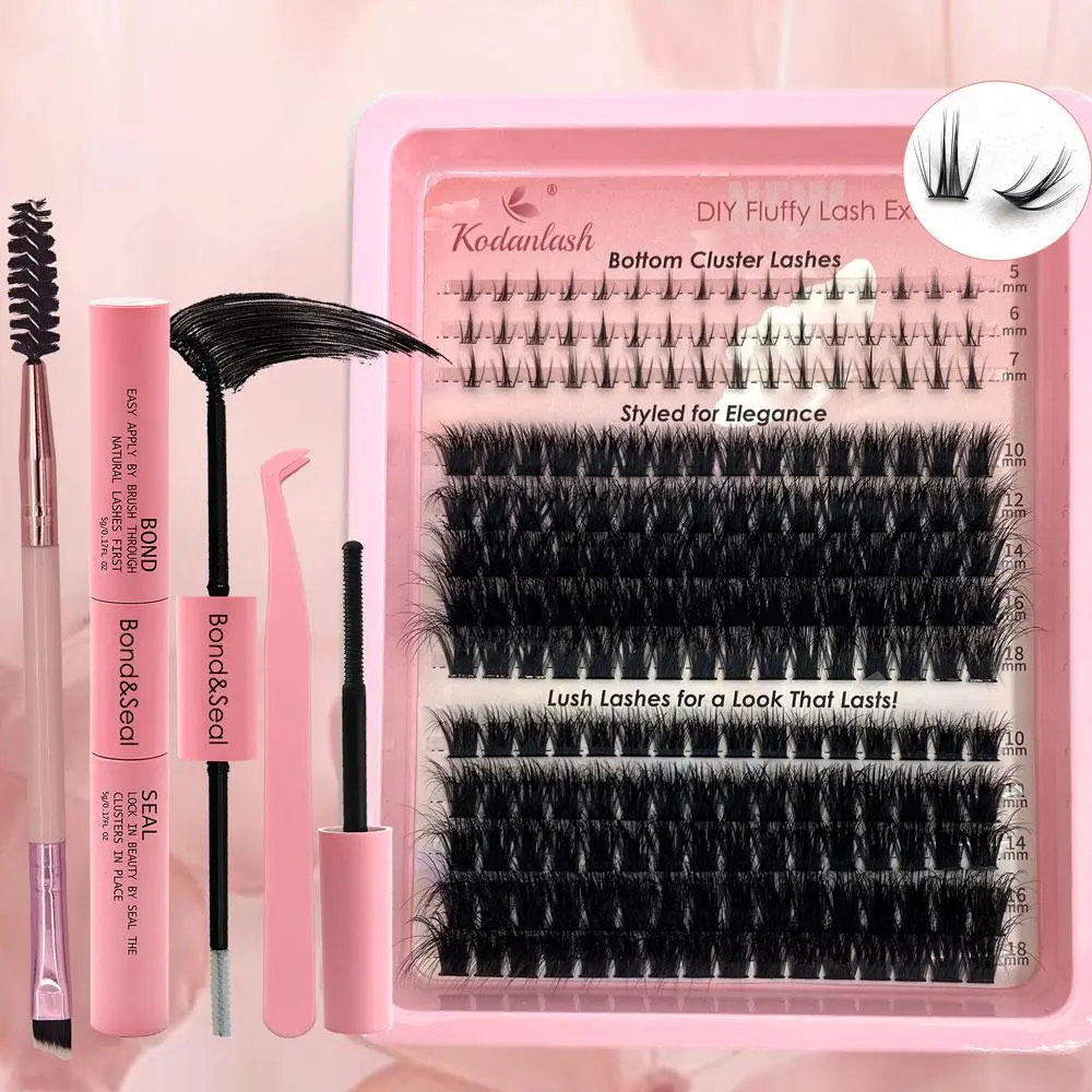 Diy Wispy Lash Clusters Eyelash Extension Kit, 1 Set Mixed Length Eyelashes Individual False Eyelashes & Bottom Lashes, Long Lasting Lash, Voluminous False Eyelashes, Natural Eyelash Extensions, Diy Volume Eyelashes