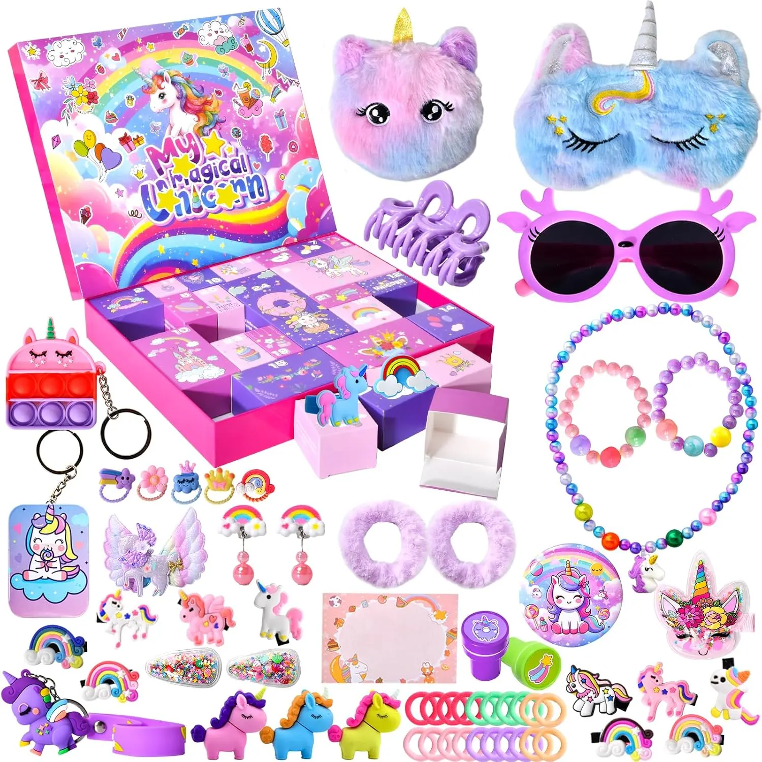 Advent Calendar 2026 for Girls, Christmas Countdown Calendar for Kids, with 24 Days Xmas Surprise with Jewellery Bracelet Hair Accessories