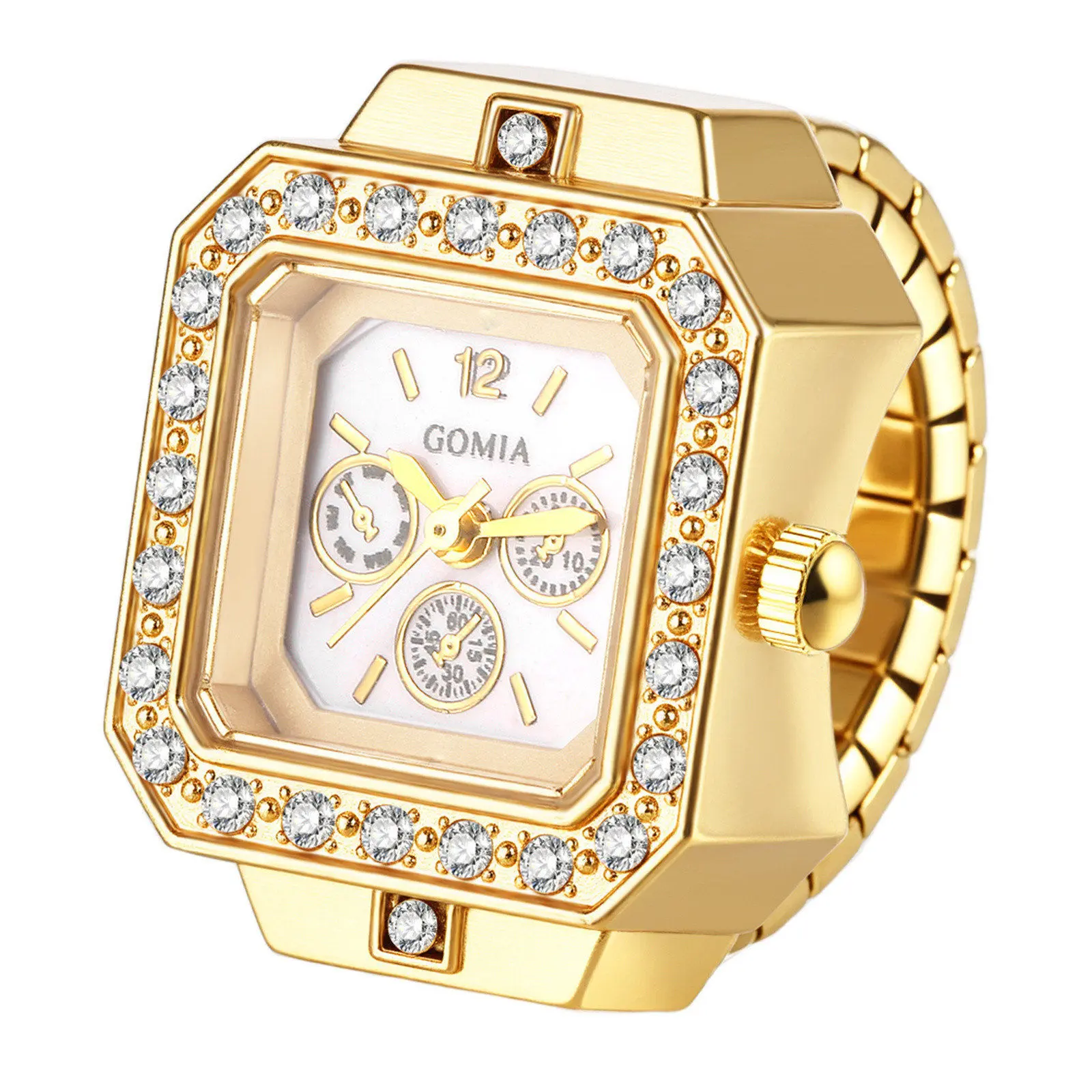 OIDEA Women's Elegant Square Dial Quartz Analog Watch - Rhinestone Decorated, 17g Lightweight, Built-in Cells, 3 Sub-Dials, Adjustable Stainless Steel Stretch Band, Watches for Women, Rhinestone Decorated Watch summerwins