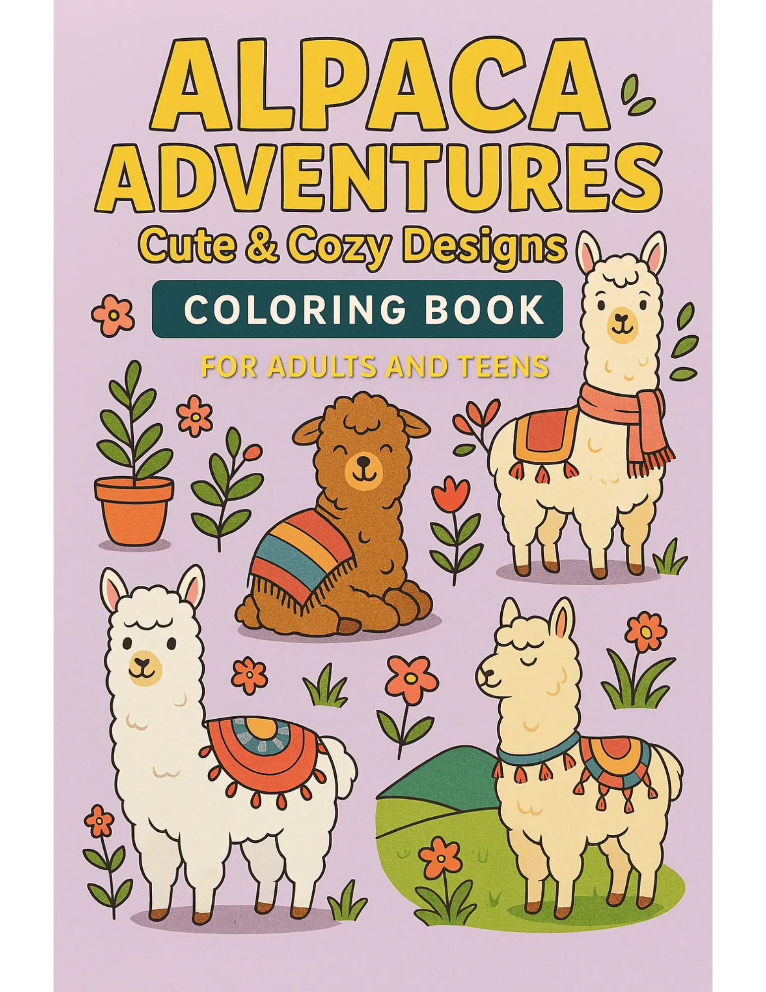 Alpaca Adventures Cute and Cozy Designs Coloring Sheets For Adults and Teens