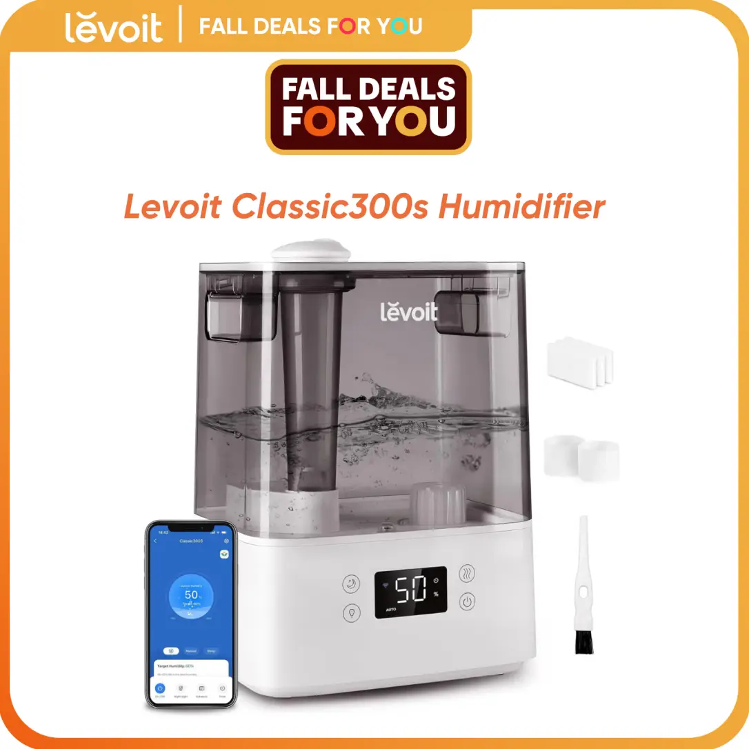 LEVOIT Classic300s Top Fill Smart Humidifiers for Bedroom, (6L) Cool Mist Top Fill Essential Oil Diffuser for Baby & Plants, Quiet Sleep Mode