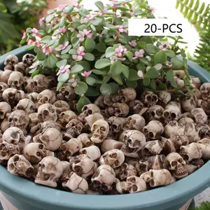Halloween Mini Skull Decorations, Creative Bonsai Decor with Hand-painted Vintage Resin Craft, Themed Aquariums & Home Scenery Decor, Garden Accessories, Garden Sculptures Statues