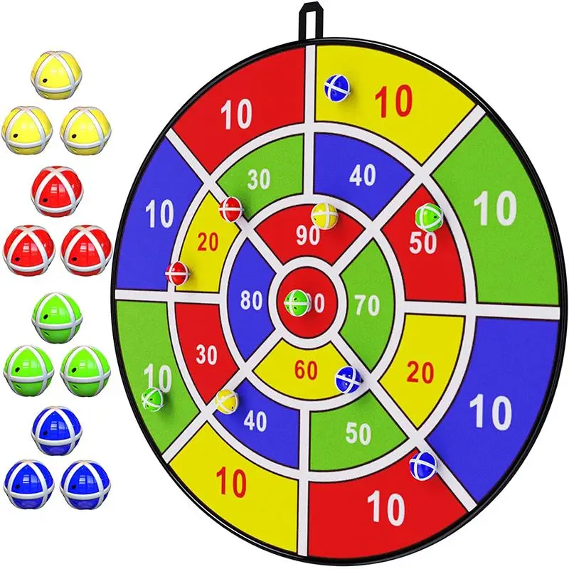 Sticky Ball Darts Board, Including 1 Count Dart Board & 12pcs Balls, Portable Outdoor Indoor Fun Game Toy, Creative Birthday and Holiday Gift Options,