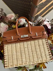 2026 Fashion Women's Bag, Valentine's Day Gift, Handmade Vine Basket, Platinum Color Crossbody, Mother's Day Gift, High-Quality Cosmetic Bag, Classic Handbag