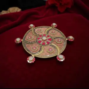 Pink Diya Rangoli Set - 18.5" Reusable Traditional Diwali Decoration