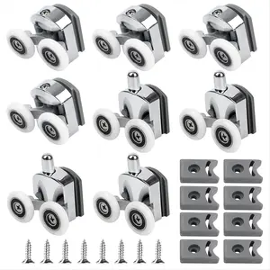 Curved Shower Door Rollers, 8Pcs Shower Glass Door Rollers, Replacement Shower Door Wheels, for Curved Bathroom