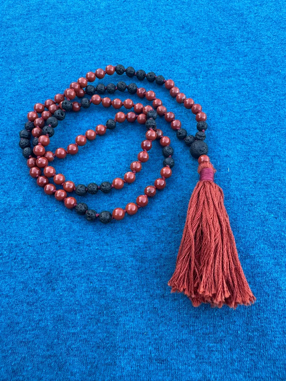 Red Jasper & Lava Stone 6mm Handmade Mala Prayer Beads