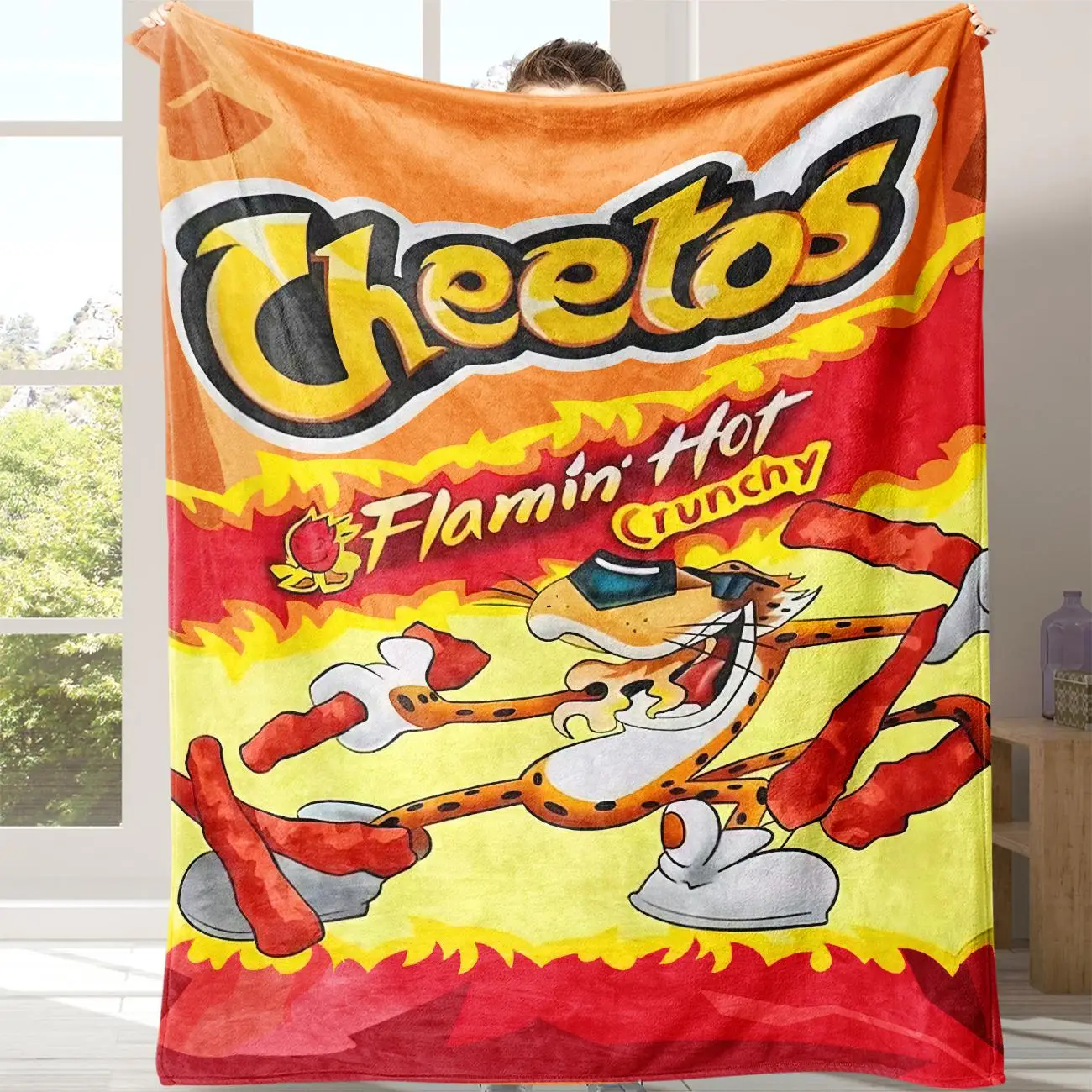 Cheetos Pattern Flannel Blanket, 1 Count Soft Comfortable Warm Throw, Air-conditioned Room Blanket, Room Accessories Warm Nap Blanket for Home Office
