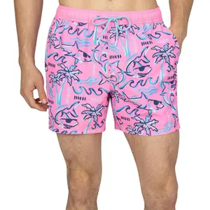 Party Pants Men's Sharky Swim Shorts - Pink and Blue Sharks XXL