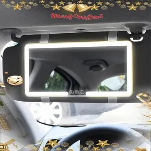 Car Sun Visor Makeup Mirror with 3 LED Lights, Rechargeable Touch-Control Dimmable, Travel Vanity Mirror, Great Gift for Friends