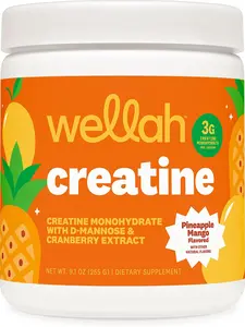 Wellah Creatine for Women - Creatine Monohydrate with Dandelion & Cranberry Extract (50 Servings, Pineapple Mango)