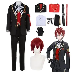 MINISO Riddle Rosehearts Cosplay Twisted-Wonderland Riddle Rosehearts Costume Clothes Wig Halloween Outfits Costumes for Adu#1#W