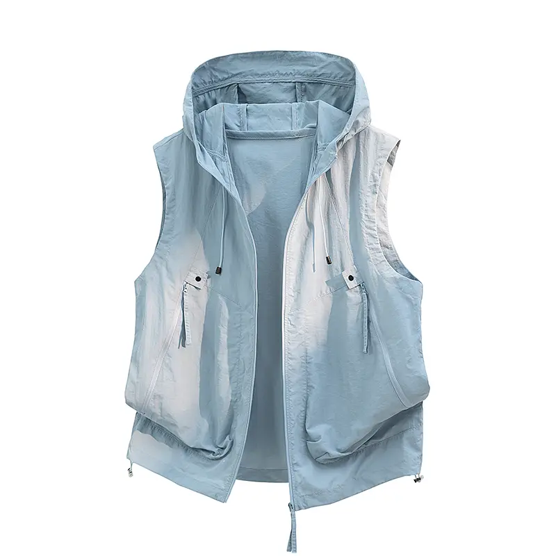 Men's Outdoor Hooded Vest, Stylish Multi-Function Workwear Jacket, Drip Dry Sleeveless Outerwear with Multiple Pockets, Vest Jacket, Sleeveless Jumper Vest