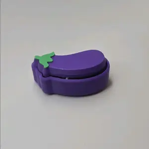 3D-Printed Eggplant Emoji Fidget Clicker | Keychain & Desk Versions