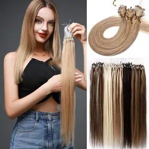 MY-LADY 100strands/Pack Micro Loop Human Hair Extensions 100% Remy Human Hair Micro Ring Extensions for Women