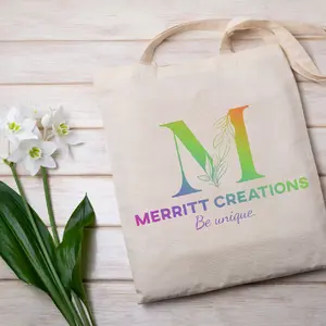 Merritt Creations logo tote bag rainbow