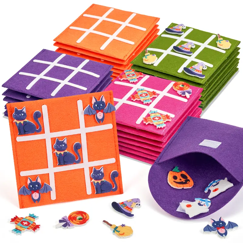 JoyCat Felt Tic Tac Toe Portable Lightweight Board Game with Storage Pouch - Board Games for Family Night, Family Fun, Children Development, All Seasons Boredom Buster, 4-12 Yrs Kids Birthday Gifts, Goodie Bag Stuffers, Halloween Gifts for Kids