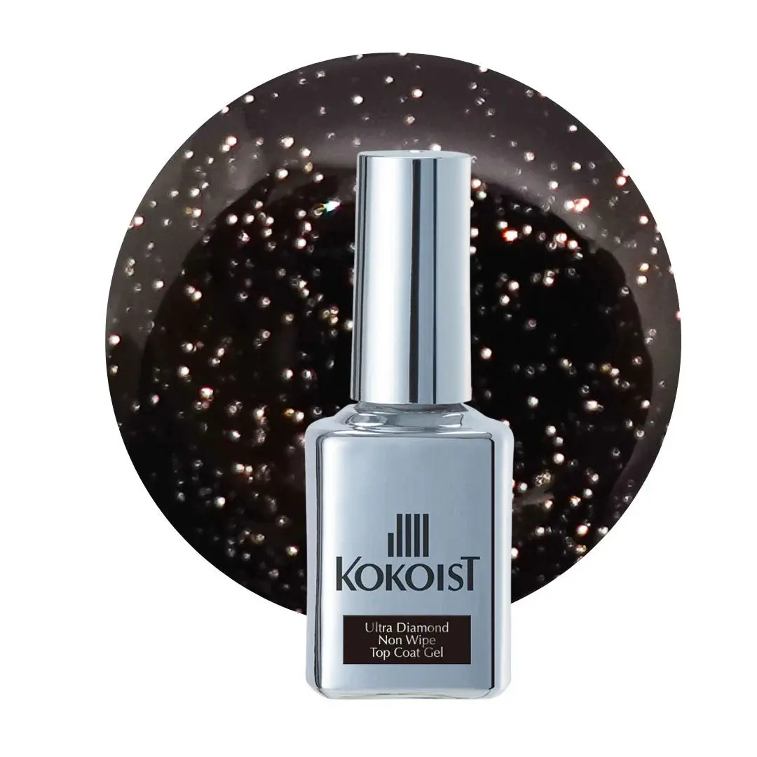 Kokoist Ultra Diamond Non-Wipe Top Coat Gel, High-Shine Shimmer with Silver Glitter, UV/LED Cure Nail Polish, Manicure, Cosmetic, 15ml, Nail Art, Kokoist Top Coat, Everlasting Shine, Shimmering, Gel Polish, Nails Supplies
